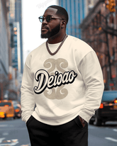 Men's Plus Size Street Fashion Daily Ethnic Letter Print Casual Long Sleeve Sweatshirt